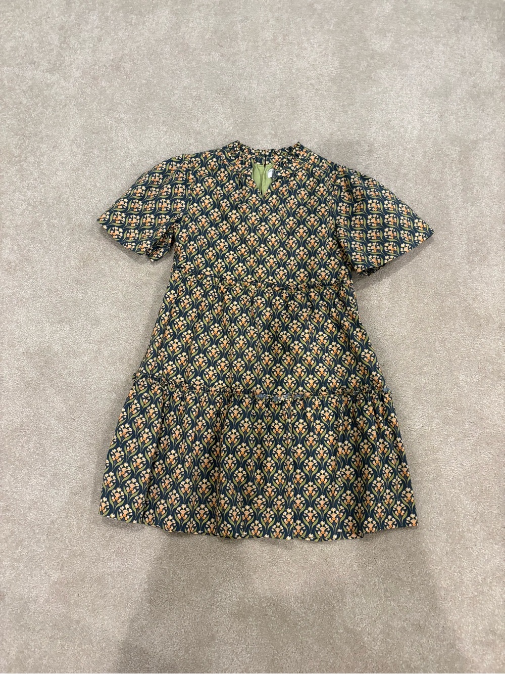Mint Julep Girls Green Floral Tiered Dress